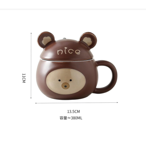 Buy Wholesale China 380ml Cute Bear Mug With Lid And Spoon, Kawaii Cup  Novelty Mug For Coffee, Tea And Milk, Mug Gift & Ceramic Mug at USD 2.1