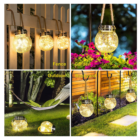 1 Pack Solar Lanterns Outdoor Waterproof, Garden Lights Outdoor Lantern  With 20 LED Decor, Solar Globe Lights Outdoor Hanging For Backyard Porch  Balco
