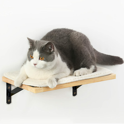 La La Pet® Puente de escalera para gatos montado en la pared con 2 soportes  fijos de madera para gatos Perca Mod Cat Lounge Hamaca para gatos