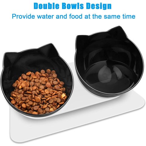 Double Cat Dog Bowls Elevated Cat Food Water Bowls With Raised Stand 15  Tilted Raised Pet Feeder Bowl For Cats And Small