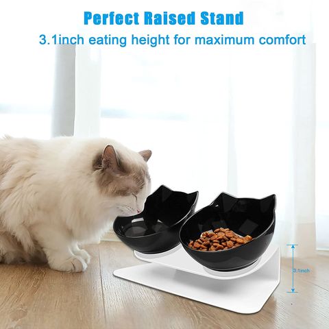  Howise 2 Wide Raised Cat Food Bowl with Silicone Pet Food Mat, Ceramic Elevated Cat Bowls Small Dog Dish Set