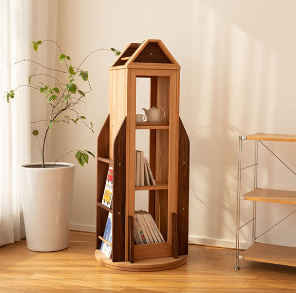 Rotating Bookshelf, bookshelf wood bookcases Bookcase walnut Children's