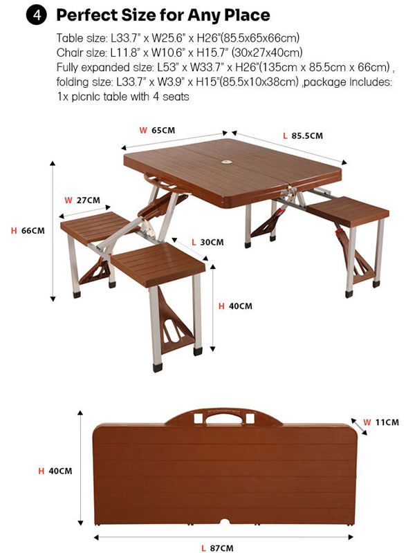 Portable camping folding wood wooden folding picnic table and chair
