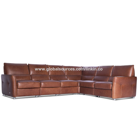 Buy Wholesale China Dark Brwon Color Genuine Leather Cowhide Or Fabric  Cloth Sectional Sofa For Home & Sectional Sofa at USD 950