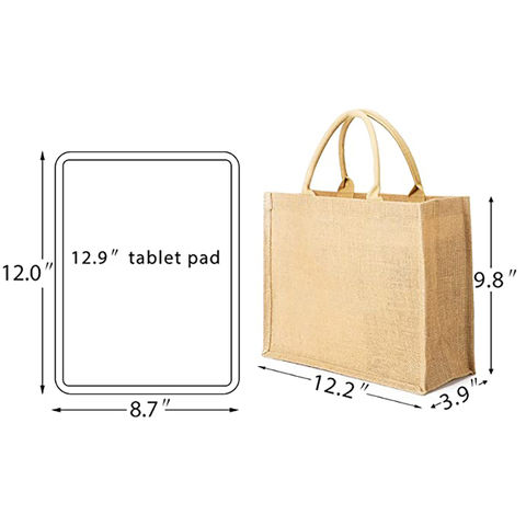 Hessian Tote Bag - Natural Reusable Jute Bag for Shopping, Carrier