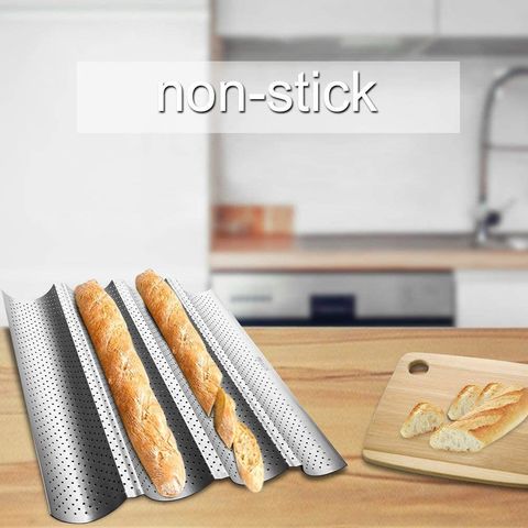 Buy Wholesale China 3 Waves Loaves French Bread Mold Perforated Baguette  Tray Baking Pan & Baguette Tray Baking Pan at USD 2.36