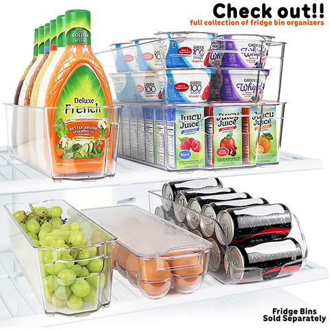 Set of 8 Refrigerator Organizer Bins, Vtopmart Clear Plastics Fridge  Organizers and Storage with Handles