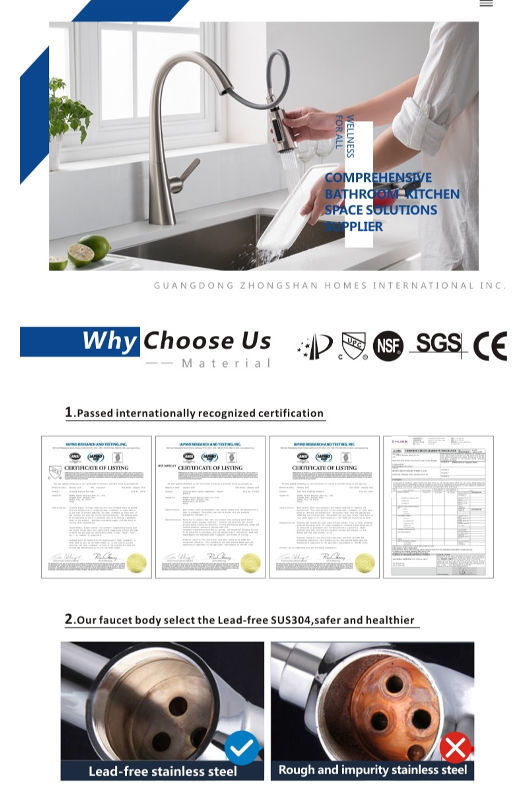 Villa Project Single Handle Faucet Pull Down Kitchen Faucet SUS304 Lead