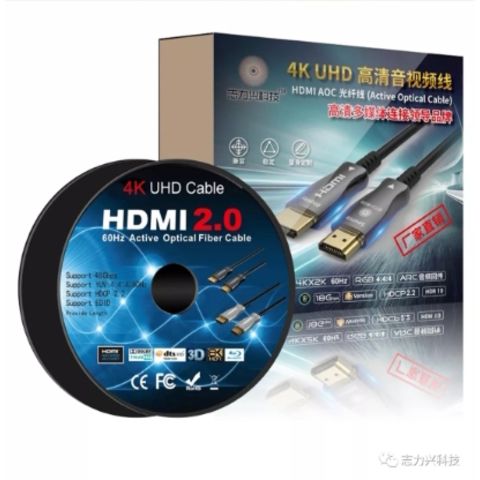 4K HDMI Fiber Active Optical Cable, AOC, 4Kx2K, M/M, 20m