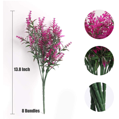 Flores artificiales, plantas artificiales para el aire libre, resistentes a  los rayos UV, arbustos verdes de plástico sintético, para interior y