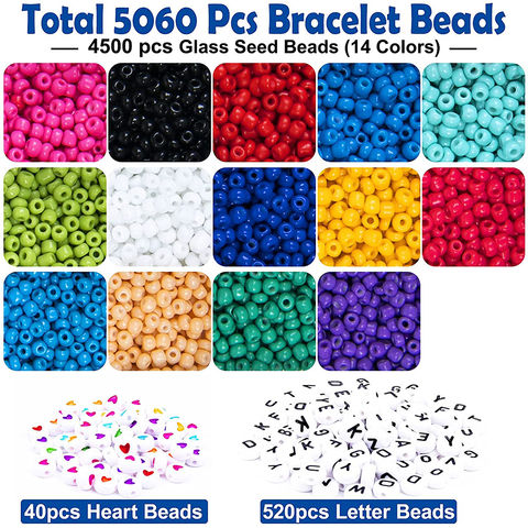 4500pcs Flat Polymer Clay Beads With 120 Letter Beads For Bracelets Making