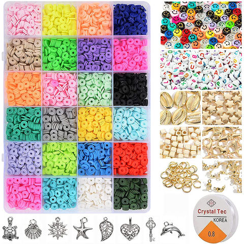 6000 Pcs Blue Clay Beads For Bracelets Making, Beads Polymer Clay Beads,  Flat Round Disc Clay Beads For Jewelry Making
