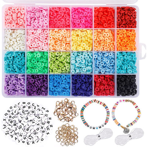 Bracelet Making Kit, Includes Clay Beads Pony Beads Polymer 3 Box Mix Beads