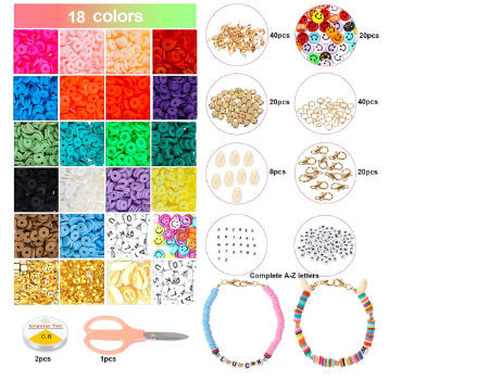 24 Grids Clay Flat Beads Colorful Polymer Clay Beads for Jewelry