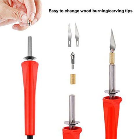 22 Piece Set Accessories for 30W Pyrography Pen Wood Burning Burner Stamping  Patterns Drawing Tips Hot Knife Collet & Blade Solder Tip Kit 