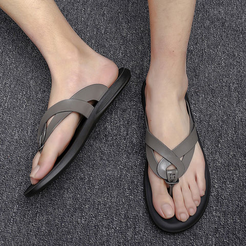 Men Microfiber Leather Sandals Summer Casual Sports Beach Shoes Home  Slippers