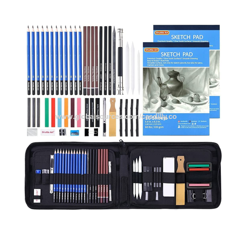 Shuttle Art Drawing Pencils Set,52 Pack Professional Sketch Pencil Set in Zipper Carry Set