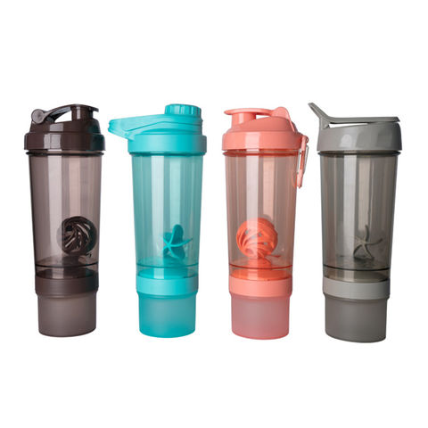 New Protein Shaker Bottle 500ml, Fashionable Three-layer Plastic