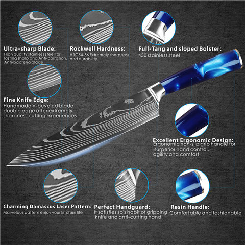 XITUO Chef knife 1-10Pcs Kitchen Knives Set Laser Damascus Pattern