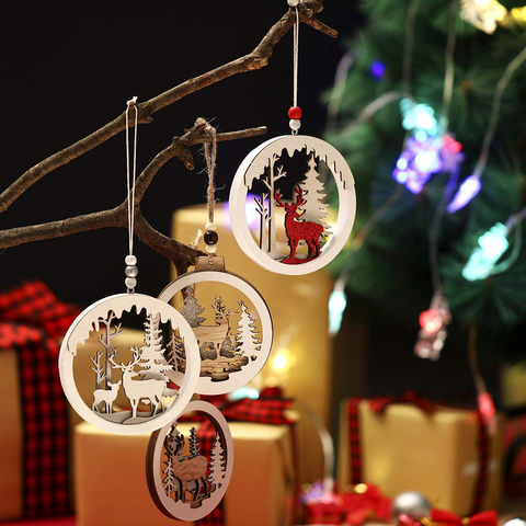  300 Pcs Unfinished Mini Wooden Ornaments Christmas DIY