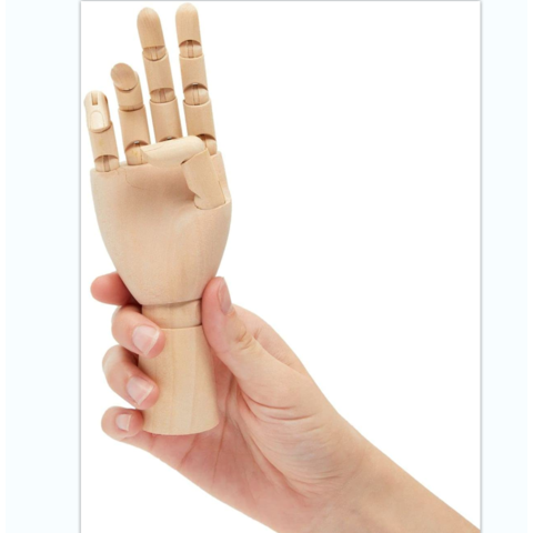 12 Inch Wooden Hand Model Flexible Moveable Fingers Manikin Hand