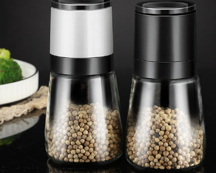 Wheat Straw Electric Salt Pepper Grinder Set LED Light Automatic Spice Herb  Mill Adjustable Coarseness Ceramic Core Kitchen Tool