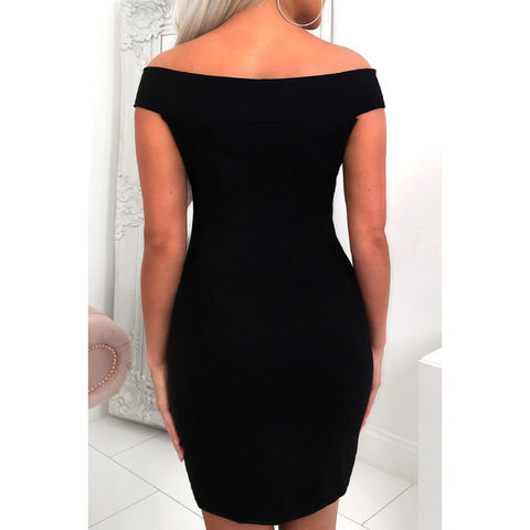 Buy Wholesale China 2020 New Style Fashion Black Vintage Diamante Bardot  Short Sleeve Women Mini Dress & Women Mini Dress at USD 5