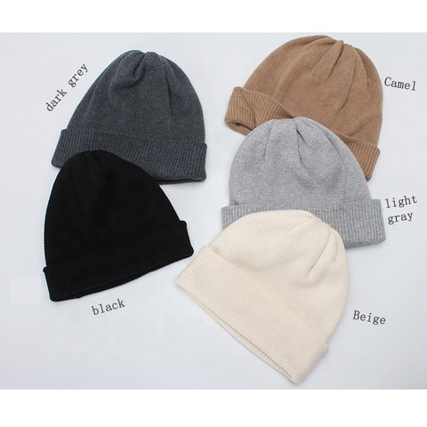 Light Beige Logo Wool Beanie - Hats & Beanies for Men