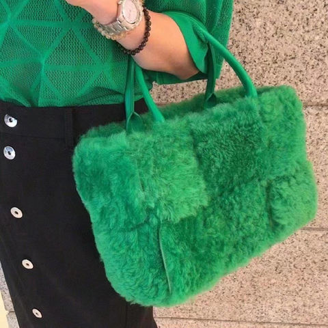 New Women Girls Faux Fur Handbag Tote Bag Fluffy Furry Fashion
