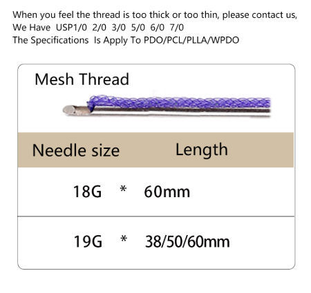 Anti-aging 19g 38mm Skin Filling Pdo Mesh Thread For Nasolabial Folds supplier