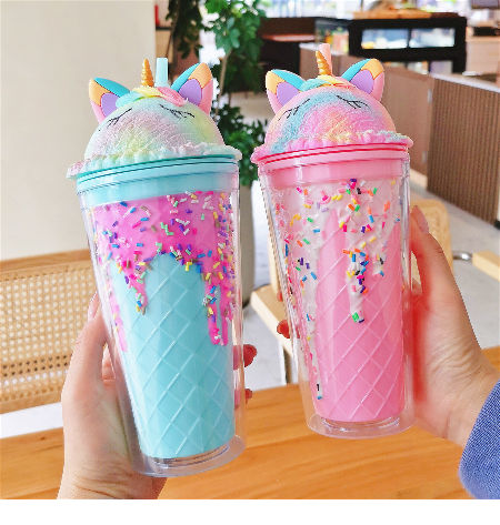 Summer Hot Sale Beach Freezing Gel Ice Cream Cup Reusable Custom Logo  Double Wall Plastic Tumbler with Lid and Straw - China Plastic Cup and  Double Wall Plastic Cup price