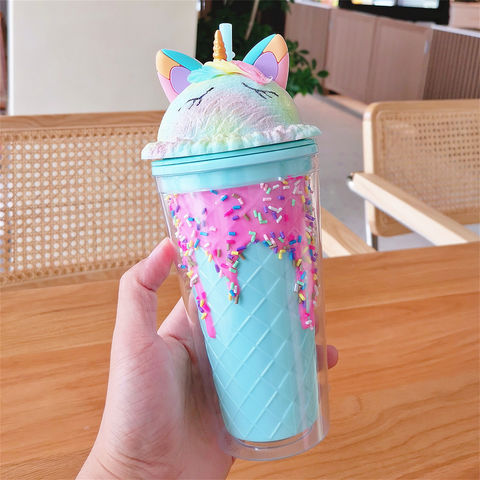 Buy Wholesale China Plastic Tumbler Cute Unicorn Alpaca Girly Summer  Gradient Smoothie Cup With Straw Lids & Plastic Tumbler at USD 2.97