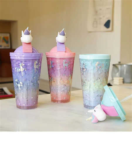 Buy Wholesale China Plastic Tumbler Cute Unicorn Alpaca Girly Summer  Gradient Smoothie Cup With Straw Lids & Plastic Tumbler at USD 2.97