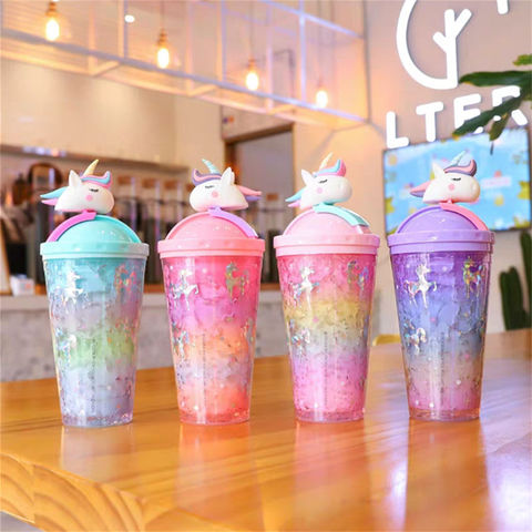 Buy Wholesale China Plastic Tumbler Cute Unicorn Alpaca Girly Summer  Gradient Smoothie Cup With Straw Lids & Plastic Tumbler at USD 2.97