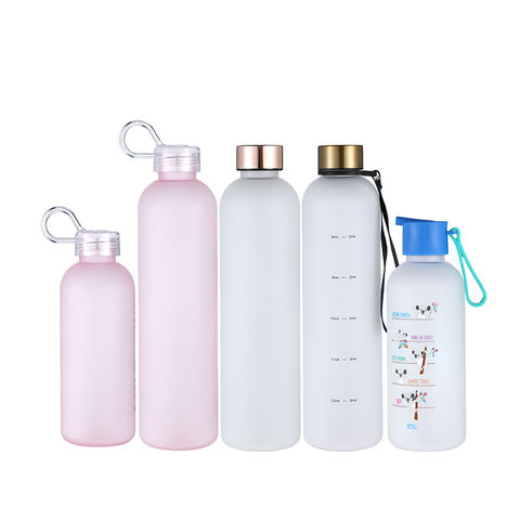 Square Plastic Water Bottle With Handle, Transparent, Straw And Bouncing  Cup Design