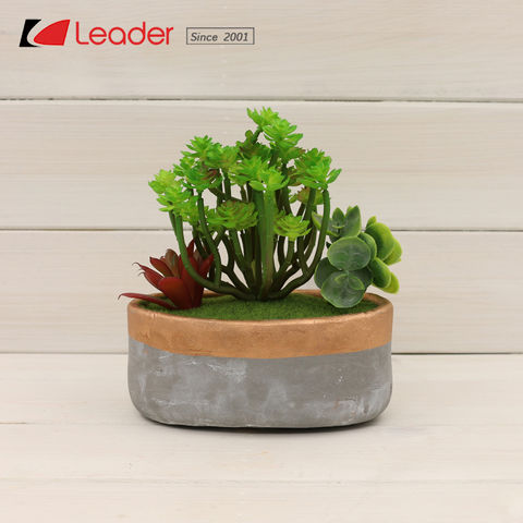 Buy Wholesale China Exquisite Cement Pot With Artificial Plant For