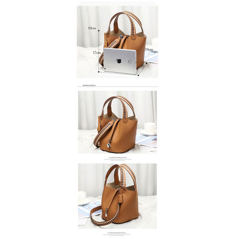 Bulk-buy Brand Picotin Lock Bag Saffiano Soft Original Leather Bucket Bags  18cm 22cm with Wide Strap Emg5613 price comparison
