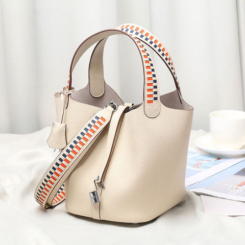 Buy Wholesale China Brand Picotin Lock Bag Saffiano Soft Original Leather  Bucket Bags 18cm 22cm With Wide Strap Bag & Lock Bag at USD 25