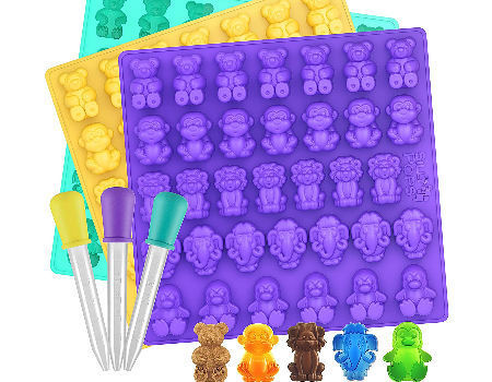 150 Cavities / 3 Trays Gummy Bear Candy Molds Silicone