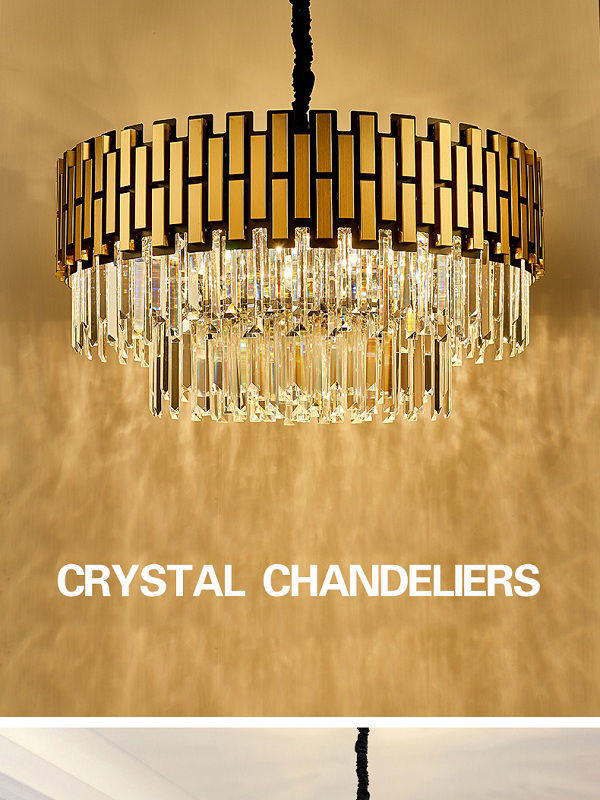 Gold Crystal Chandeliers Ceiling Light, Modern Luxury Crystal Chandeliers