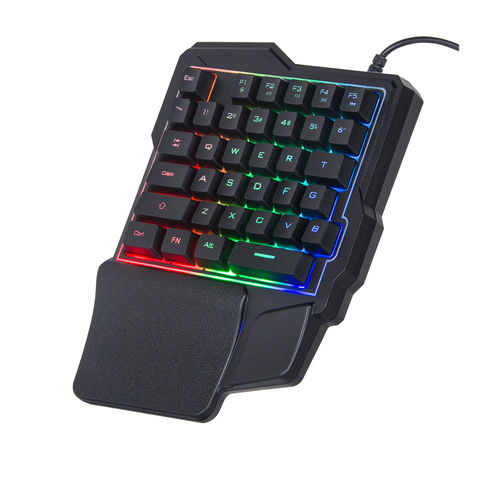 Teclado para juegos con una sola mano con retroiluminación LED Mini teclado portátil para juegos para LOL/PUBG/Wow