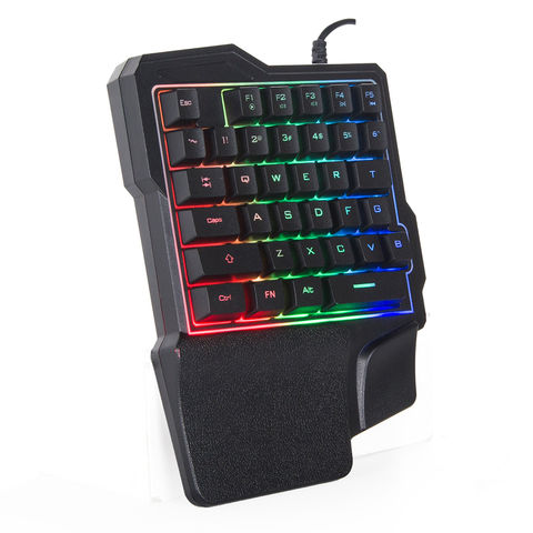 Teclado para juegos con una sola mano con retroiluminación LED Mini teclado portátil para juegos para LOL/PUBG/Wow