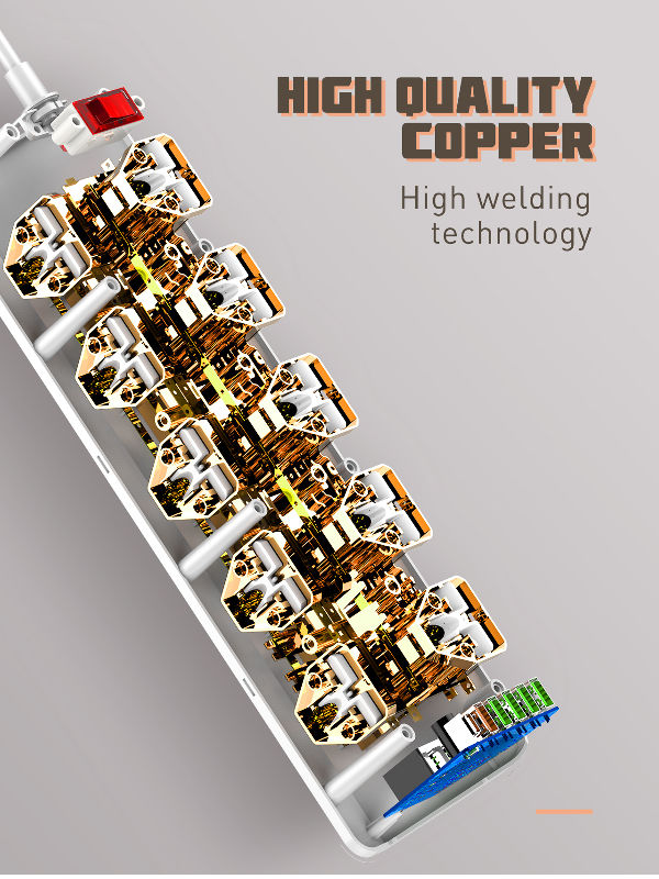 LDNIO SC10610 100-250V SLOPE DESIGN POWER STRIP WITH 10 OUTLETS+5USB PORTS+1PD PORT POWER SOCKET supplier