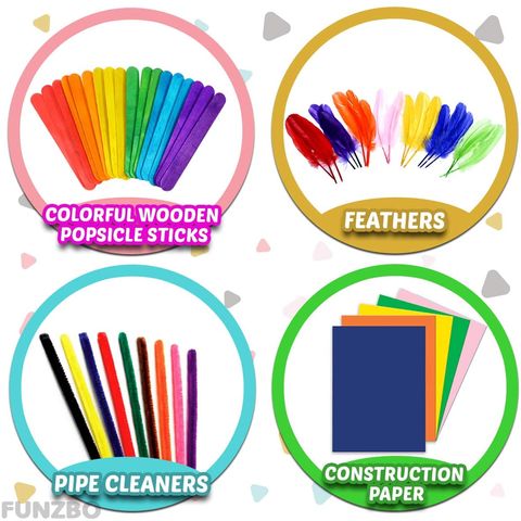 1000pcs DIY Kids Craft Supplies, Art Project, Colorful Felt, Feather  Popsicle Sticks, Pipe Cleaner, Pompom, Foam Letters, DIY Kit for Kid 