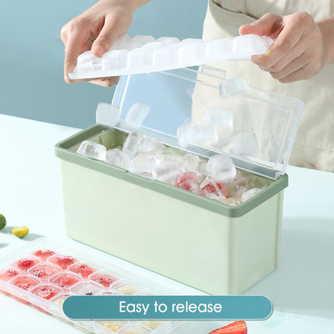 Ice Trays, Ice Cubes Tray With Lid And Bin,32 Pcs Ice Cubes Molds With Ice  Scoop,easy Release & Save Space, Ice Cubes Storage Container Set