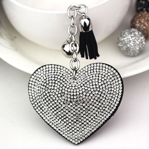 Bling Bling Heart Bag Charm Keychain Sparkling Heart Charm 