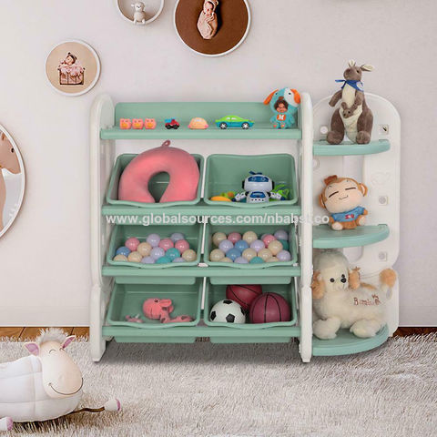 Lerliuo Organizador de almacenamiento de juguetes para niños, estantería y  estantería para niños de 3 niveles, armario de almacenamiento de juguetes