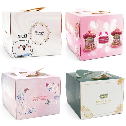 10 Pcs Transparent Portable Cake Packaging Box Western Pastry Baking Pastry  Packaging Boxs Thickened Square Mini Portable Box