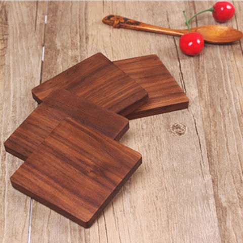 Walnut Wood Coasters Placemats Square Round Home Table Drink Mat