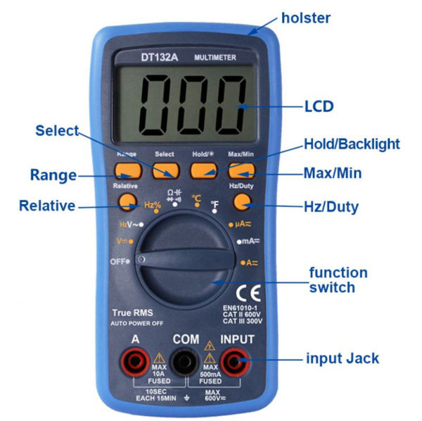 Data hold DT132A Large LCD Digital Multimeters Accurate Measure AC DC ...